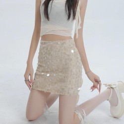 Fashion Sequined Beach Casual High Waist Slim A-line Short Skirt