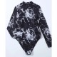 Black Print One Piece Swimsuit Zipper Long Sleeve Swimwear Sports Black Print One Piece Swimsuit Zipper Long Sleeve Swimwear Sports