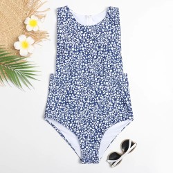 Vintage Retro One Piece Swimsuit Zipper Bathing Suits