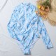 Black Print One Piece Swimsuit Zipper Long Sleeve Swimwear Sports Black Print One Piece Swimsuit Zipper Long Sleeve Swimwear Sports