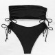 Ribbed Bikini Set for Women Drawstring Side Bandeau Top Ribbed Bikini Set for Women Drawstring Side Bandeau Top