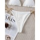 Bikini Set Plain Ring Linked Spaghetti Strap Swimwear Bikini Set Plain Ring Linked Spaghetti Strap Swimwear