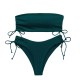 Ribbed Bikini Set for Women Drawstring Side Bandeau Top Ribbed Bikini Set for Women Drawstring Side Bandeau Top