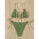 Bikini Set Plain Ring Linked Spaghetti Strap Swimwear Bikini Set Plain Ring Linked Spaghetti Strap Swimwear