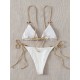 Bikini Set Plain Ring Linked Spaghetti Strap Swimwear Bikini Set Plain Ring Linked Spaghetti Strap Swimwear