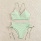 V-Neck Split Bikini Set for Women Solid Color Beach Swimwear V-Neck Split Bikini Set for Women Solid Color Beach Swimwear