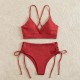 V-Neck Split Bikini Set for Women Solid Color Beach Swimwear V-Neck Split Bikini Set for Women Solid Color Beach Swimwear