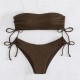Ribbed Bikini Set for Women Drawstring Side Bandeau Top Ribbed Bikini Set for Women Drawstring Side Bandeau Top