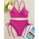 V-Neck Split Bikini Set for Women Solid Color Beach Swimwear V-Neck Split Bikini Set for Women Solid Color Beach Swimwear