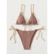 Bikini Set Plain Ring Linked Spaghetti Strap Swimwear Bikini Set Plain Ring Linked Spaghetti Strap Swimwear