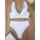 Striped Ruffle Trim Bikini High Waist Swimsuit Striped Ruffle Trim Bikini High Waist Swimsuit