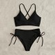 V-Neck Split Bikini Set for Women Solid Color Beach Swimwear V-Neck Split Bikini Set for Women Solid Color Beach Swimwear