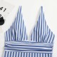 Striped One Piece Swimsuit Vintage Swimwear V-neck Striped One Piece Swimsuit Vintage Swimwear V-neck