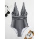 Striped One Piece Swimsuit Vintage Swimwear V-neck Striped One Piece Swimsuit Vintage Swimwear V-neck