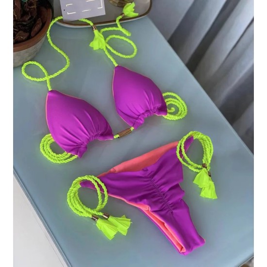 Bikini Zebra Print Two Pieces Swimsuit Thong Bikini Set Bikini Zebra Print Two Pieces Swimsuit Thong Bikini Set