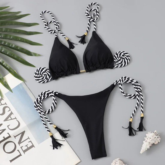 Bikini Zebra Print Two Pieces Swimsuit Thong Bikini Set Bikini Zebra Print Two Pieces Swimsuit Thong Bikini Set