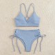 V-Neck Split Bikini Set for Women Solid Color Beach Swimwear V-Neck Split Bikini Set for Women Solid Color Beach Swimwear