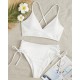 V-Neck Split Bikini Set for Women Solid Color Beach Swimwear V-Neck Split Bikini Set for Women Solid Color Beach Swimwear