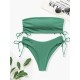 Ribbed Bikini Set for Women Drawstring Side Bandeau Top Ribbed Bikini Set for Women Drawstring Side Bandeau Top