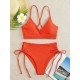 V-Neck Split Bikini Set for Women Solid Color Beach Swimwear V-Neck Split Bikini Set for Women Solid Color Beach Swimwear