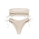 Ribbed Bikini Set for Women Drawstring Side Bandeau Top Ribbed Bikini Set for Women Drawstring Side Bandeau Top