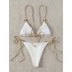 Bikini Set Plain Ring Linked Spaghetti Strap Swimwear Bikini Set Plain Ring Linked Spaghetti Strap Swimwear