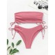 Ribbed Bikini Set for Women Drawstring Side Bandeau Top Ribbed Bikini Set for Women Drawstring Side Bandeau Top