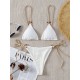 Bikini Set Plain Ring Linked Spaghetti Strap Swimwear Bikini Set Plain Ring Linked Spaghetti Strap Swimwear