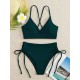 V-Neck Split Bikini Set for Women Solid Color Beach Swimwear V-Neck Split Bikini Set for Women Solid Color Beach Swimwear