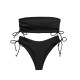 Ribbed Bikini Set for Women Drawstring Side Bandeau Top Ribbed Bikini Set for Women Drawstring Side Bandeau Top