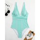 Striped One Piece Swimsuit Vintage Swimwear V-neck Striped One Piece Swimsuit Vintage Swimwear V-neck