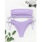 Ribbed Bikini Set for Women Drawstring Side Bandeau Top