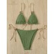 Bikini Set Plain Ring Linked Spaghetti Strap Swimwear Bikini Set Plain Ring Linked Spaghetti Strap Swimwear