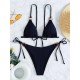 Bikini Set Plain Ring Linked Spaghetti Strap Swimwear Bikini Set Plain Ring Linked Spaghetti Strap Swimwear