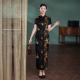New Modern Chinoiserie Retro Print Long Black Silk Cheongsam Elegant Printed Dress for Summer Improved Mul Berry Silk Classy New Modern Chinoiserie Retro Print Long Black Silk Cheongsam Elegant Printed Dress for Summer Improved Mul Berry Silk Classy