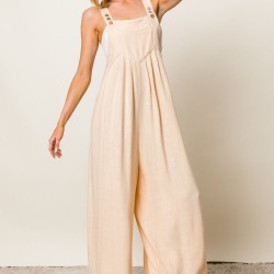 Texture Sleeveless Wide Leg Jumpsuit