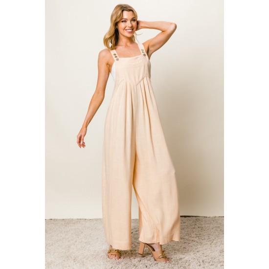 Texture Sleeveless Wide Leg Jumpsuit Texture Sleeveless Wide Leg Jumpsuit