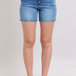 Button Denim Shorts with Pockets
