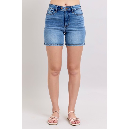 Button Denim Shorts with Pockets Button Denim Shorts with Pockets