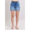 Button Denim Shorts with Pockets