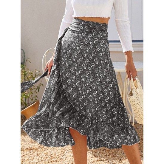 Printed Ruffled Midi Skirt (multiple color options) Printed Ruffled Midi Skirt (multiple color options)