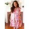 Multicolor Geometric Midi Flutter Sleeve Dress