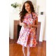 Multicolor Geometric Midi Flutter Sleeve Dress Multicolor Geometric Midi Flutter Sleeve Dress