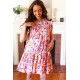 Multicolor Geometric Midi Flutter Sleeve Dress Multicolor Geometric Midi Flutter Sleeve Dress