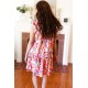 Multicolor Geometric Midi Flutter Sleeve Dress Multicolor Geometric Midi Flutter Sleeve Dress