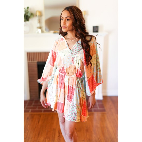 Multicolor Paisley Patchwork Surplice Romper Multicolor Paisley Patchwork Surplice Romper