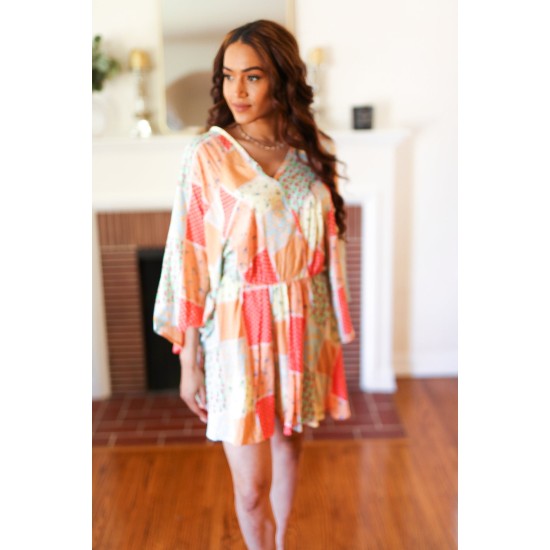 Multicolor Paisley Patchwork Surplice Romper Multicolor Paisley Patchwork Surplice Romper