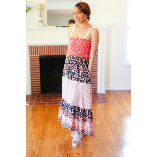Vacay Vibes Floral Smocked Tube Top Tiered Maxi Dress in Orange Vacay Vibes Floral Smocked Tube Top Tiered Maxi Dress in Orange
