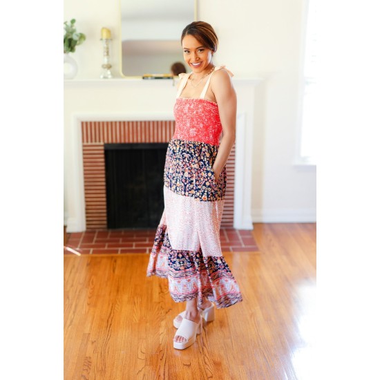 Vacay Vibes Floral Smocked Tube Top Tiered Maxi Dress in Orange Vacay Vibes Floral Smocked Tube Top Tiered Maxi Dress in Orange