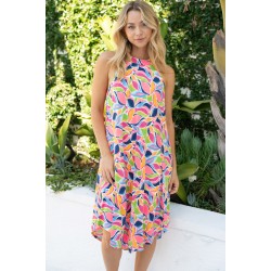 Printed Sleeveless Dress with Pockets